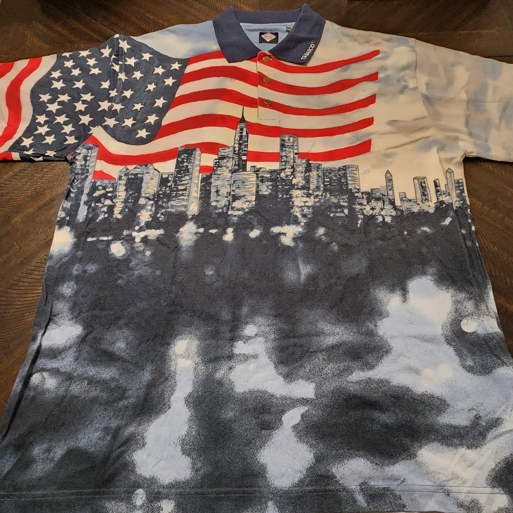 Tabasco Polo Shirt Mens XXL Navy Blue American Flag New York City Patriotic